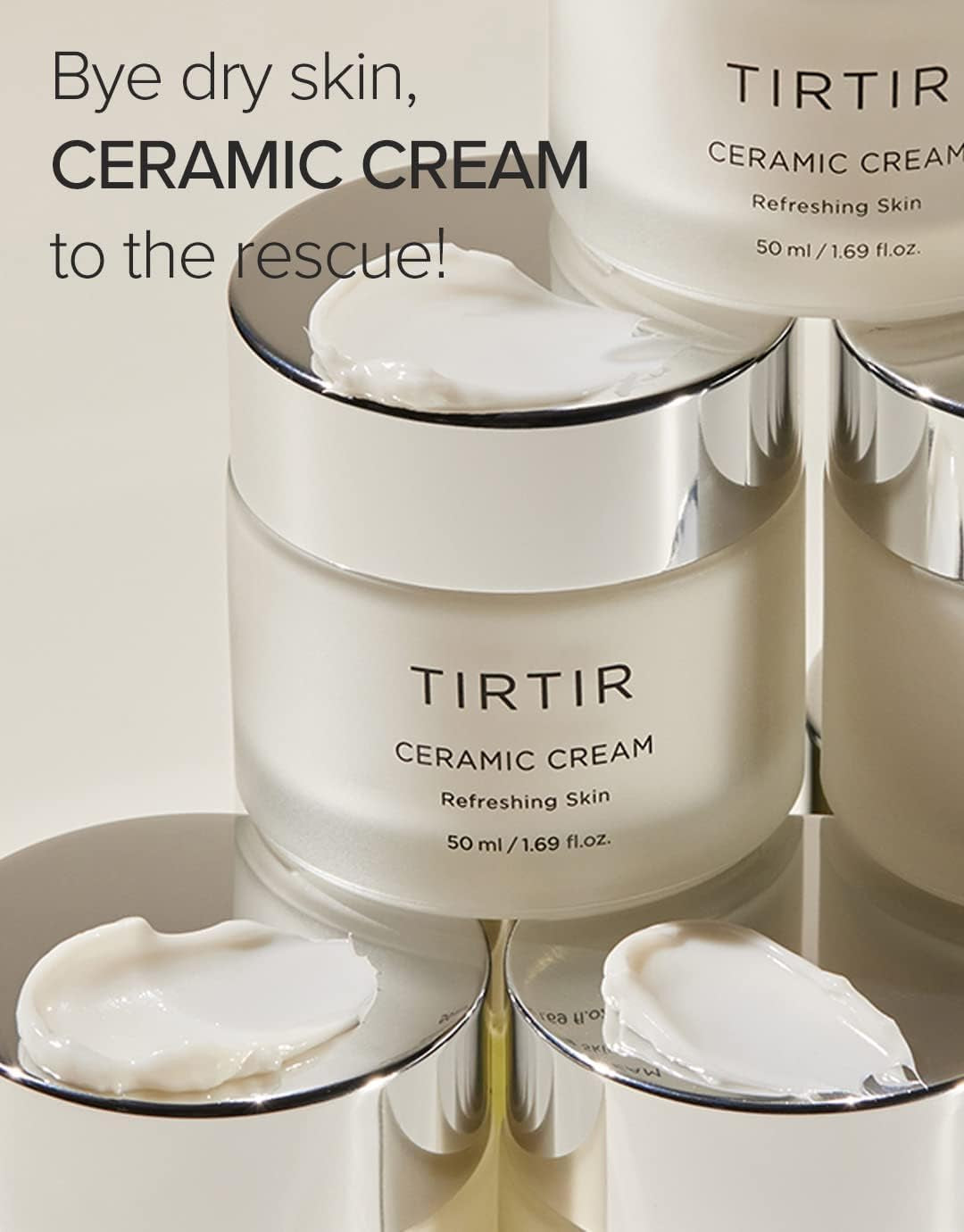 Ceramic Cream | Deep Moisturizer for Glass Skin, Polyglutamic Acid, Centella Asiatica Extract, Strong Skin Barrier, Lightweight, Mild, Nature Derived Ingredients, Dry Skin, Korean Skincare
